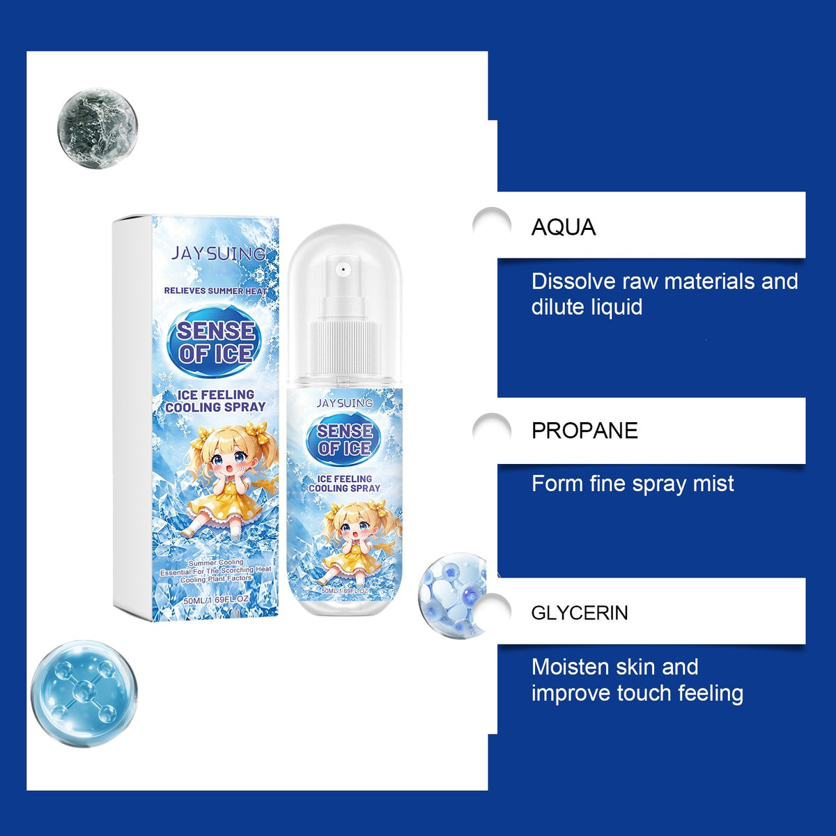 Cooling Spray 50ML - Refreshing Menthol Face Skin Care Tool