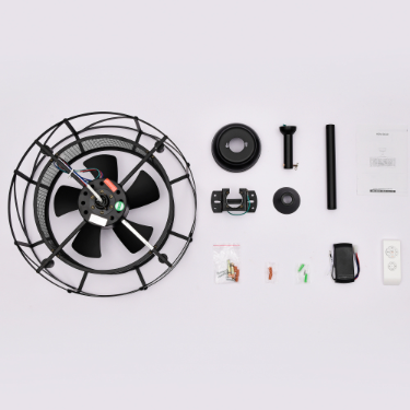 20'' Industrial Ceiling Fan with Remote Control - Matte Black