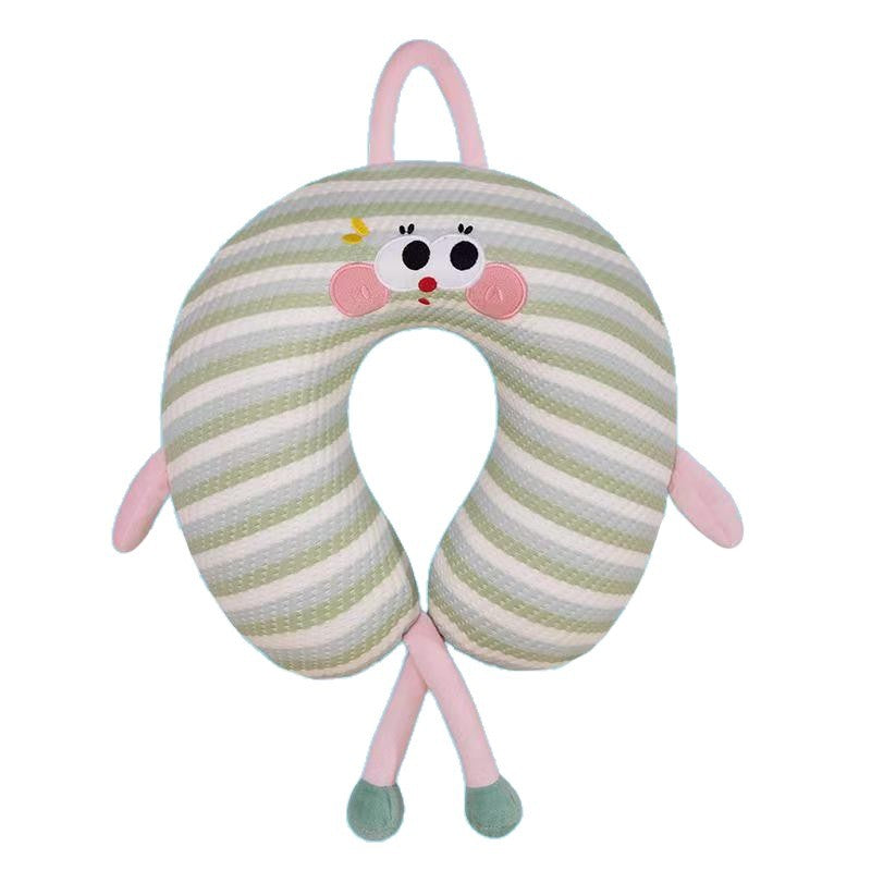 Kids Memory Foam U-Shaped Neck Pillow with 3D Limbs & Handle - Travel & Car Seat Support