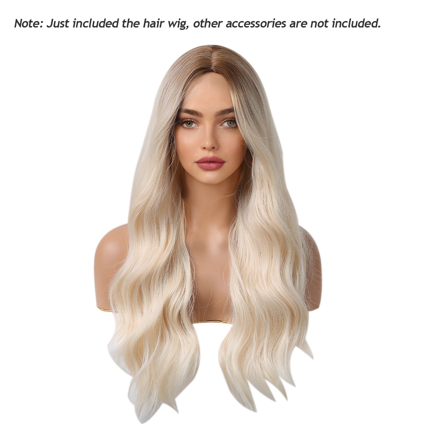 Long Blonde Curly Synthetic Wig - Soft Natural Wave Hairpiece