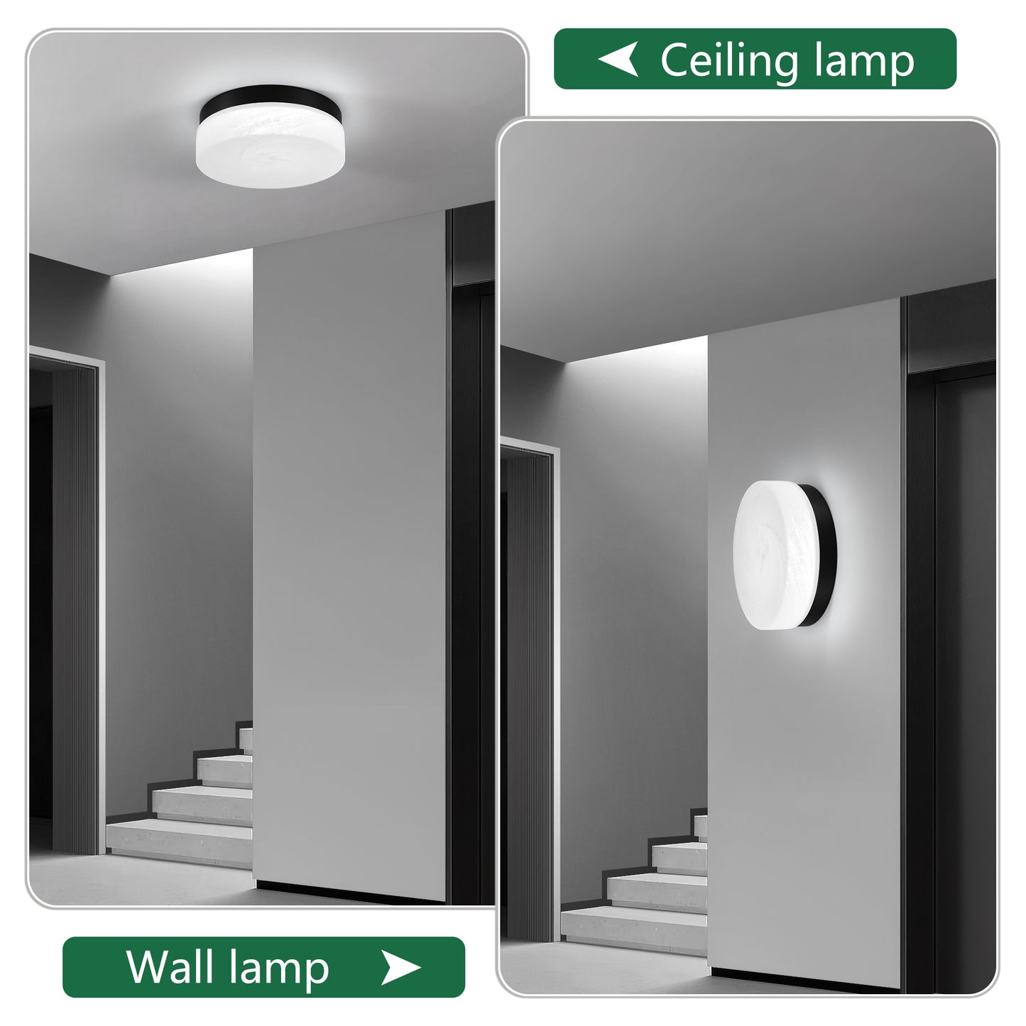 12-Inch LED Ceiling Light 24W Flush Mount Round Low Profile Fixture for Bedroom & Living Room Black