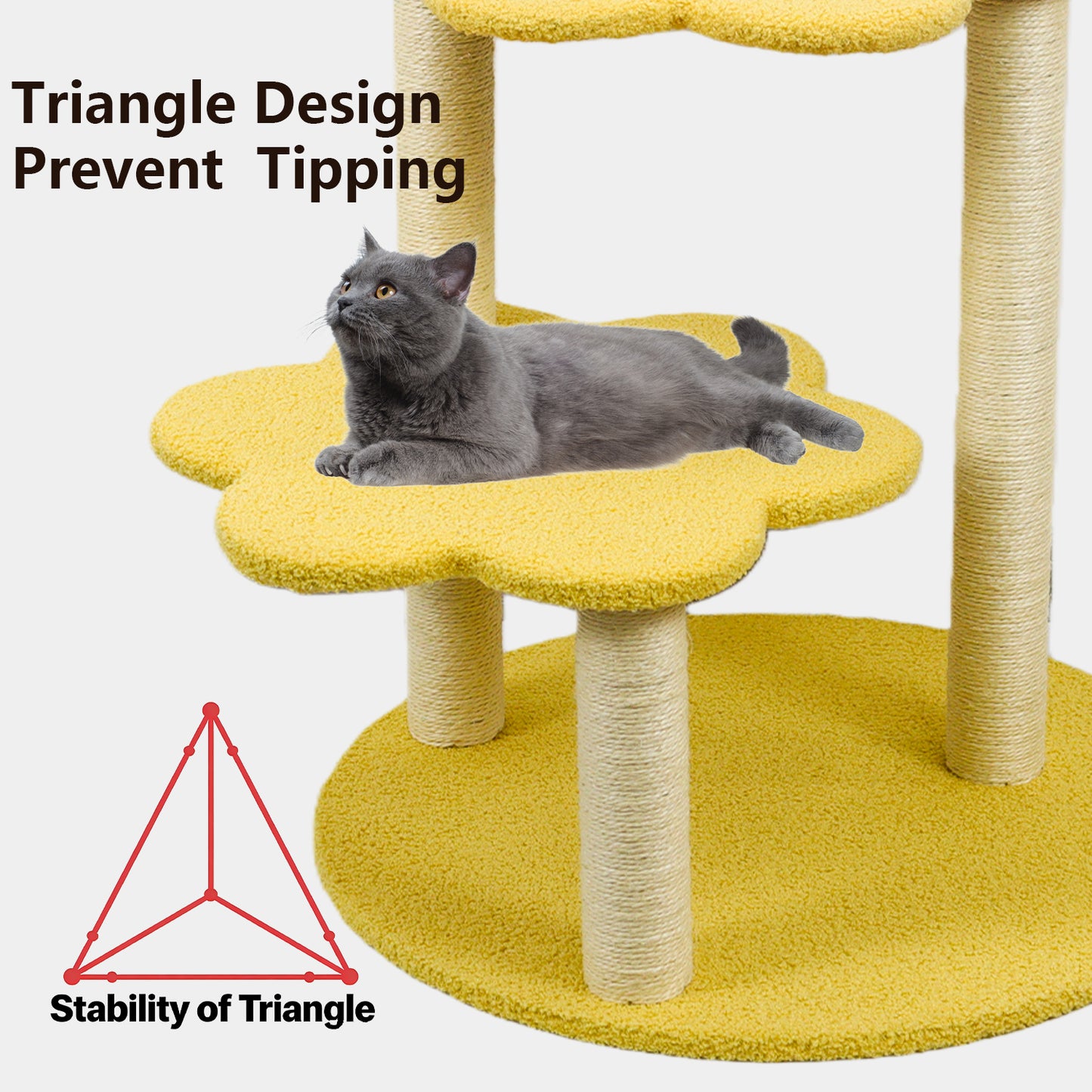 Yellow Multi-Level Cat Tree with Removable Perch & Scratching Posts - Climbing & Resting Tower