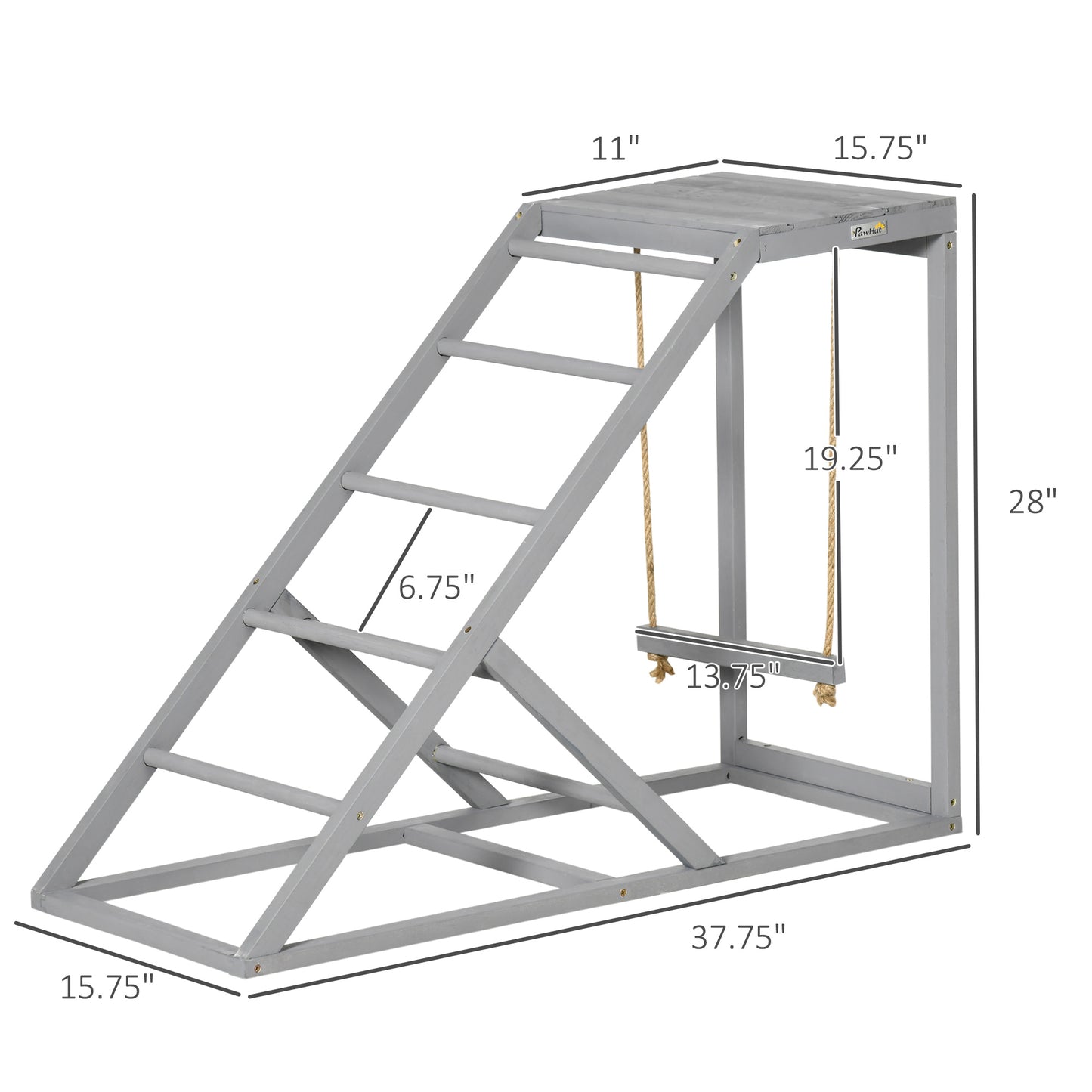 Chicken Play Swing Set with Perches & Ladder - Gray Outdoor Pet Toy