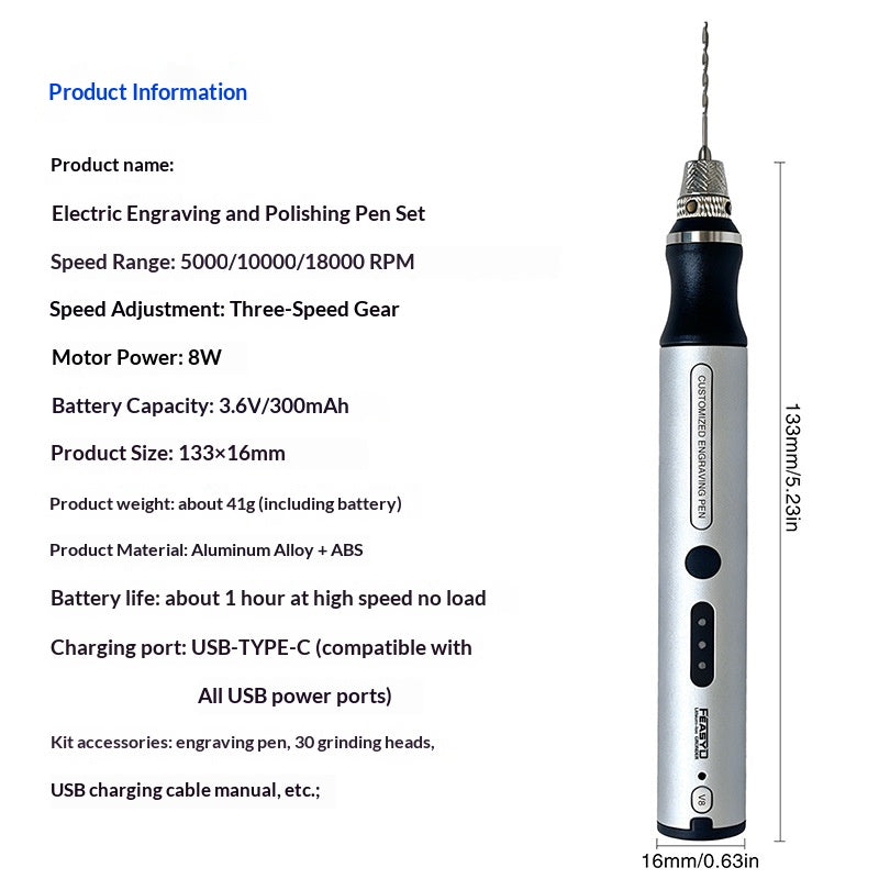 Mini Electric Nail Drill for Manicure & Polishing Pen - Multiple Variants