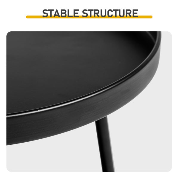 Patio Small Side Table, Round 2 Tier End Metal Coffee Table For