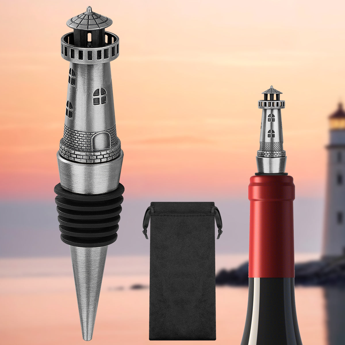 Creative Lighthouse Wine Stopper - Retro Zinc Alloy Wine Preserver
