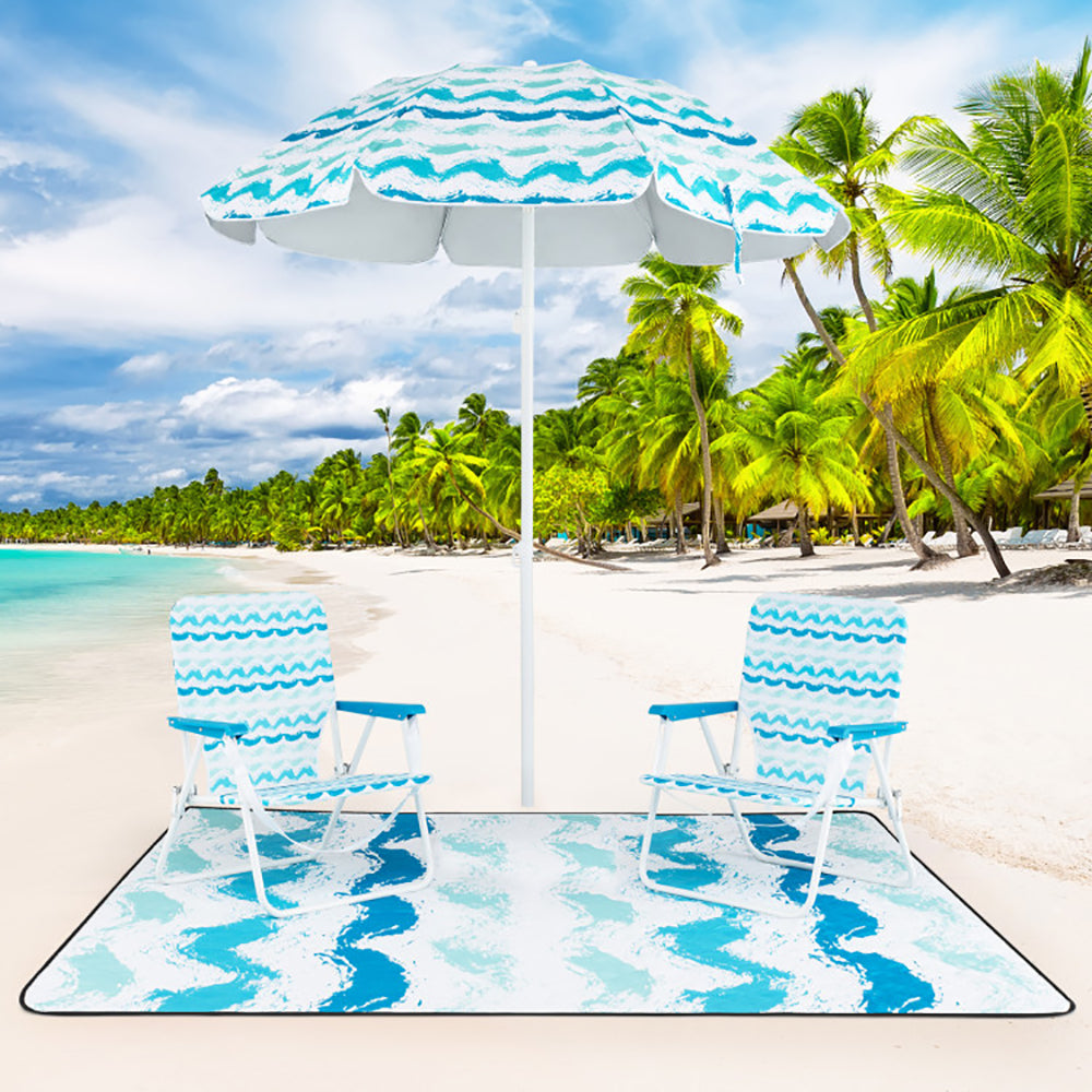 4-Piece Beach Umbrella Set with 2 Folding Chairs & Blanket