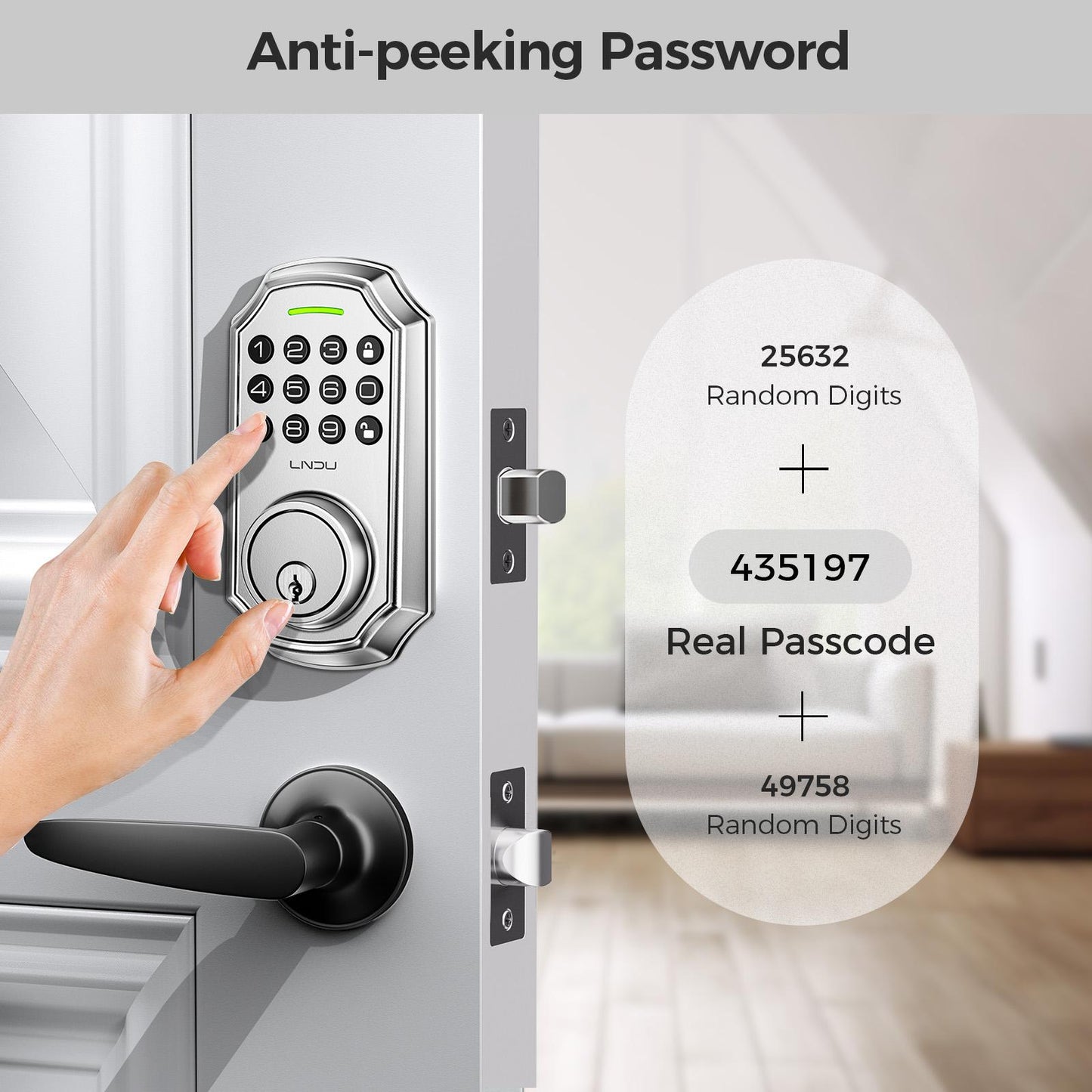 Keyless Entry Door Lock with Handle, App Control Front Door Lock Set with Keypad and Auto Lock