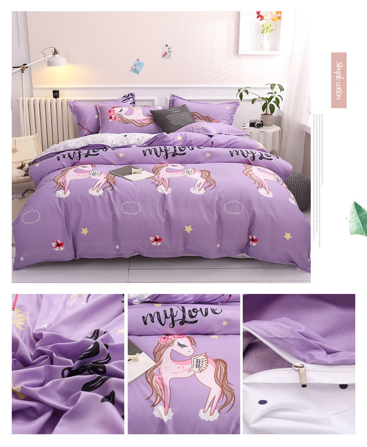Aloe Cotton Bedding Sheets Set - Four-Piece Bed Linen for Home
