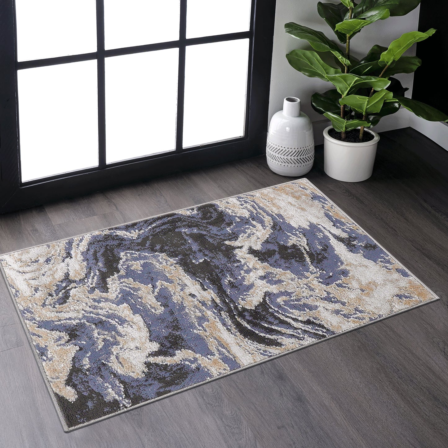 PAYAS 2X3 L.Blue Abstract Doormat Rug