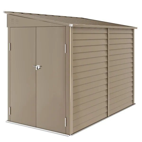 Galvanized Steel Garden Shed with Brown Finish, 38 sq ft Outdoor Storage