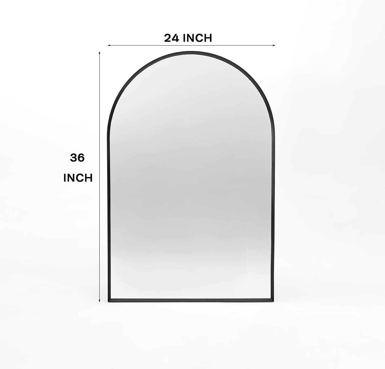 24x36 Inch Arched Black Metal Framed Bathroom Mirror