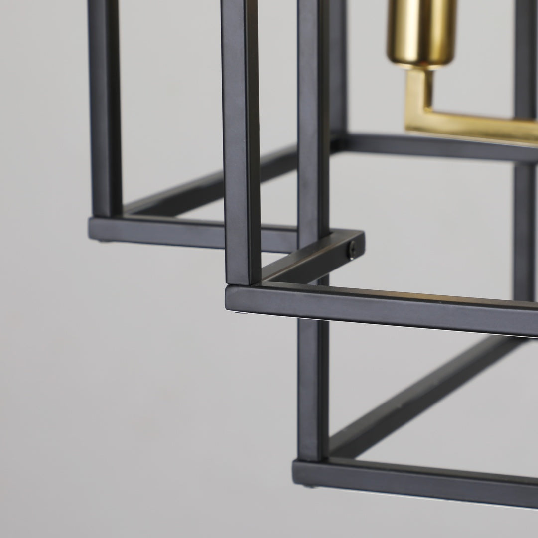 Modern 8-Light Black Gold Geometric Pendant Chandelier