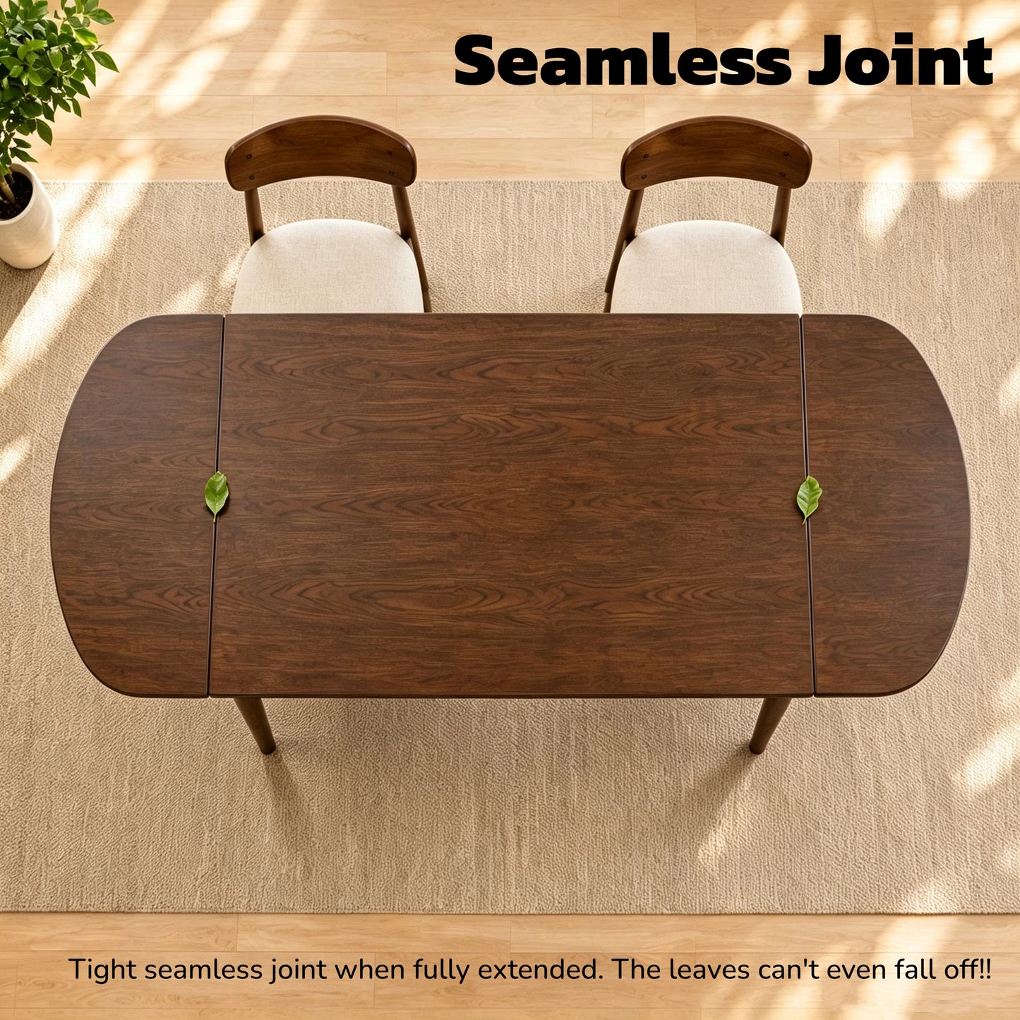 Extendable Solid Wood Dining Table for 4-10 People - Walnut