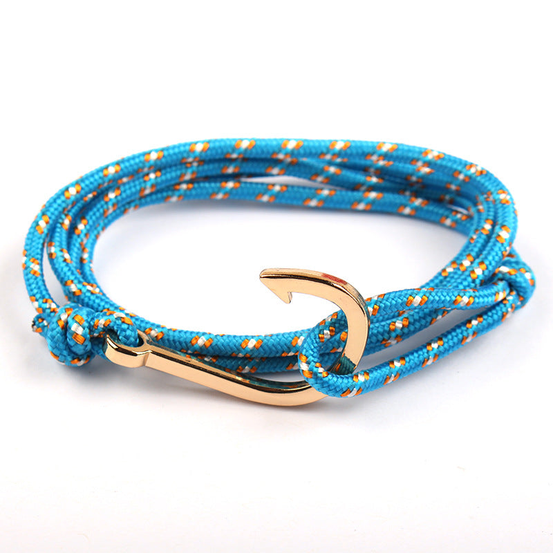 Adjustable Paracord Anchor Bracelet for Women and Men with Charm