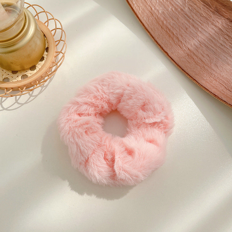 Winter Plush Pork Intestine Hair Ring - Colorful Hair Accessory for Women