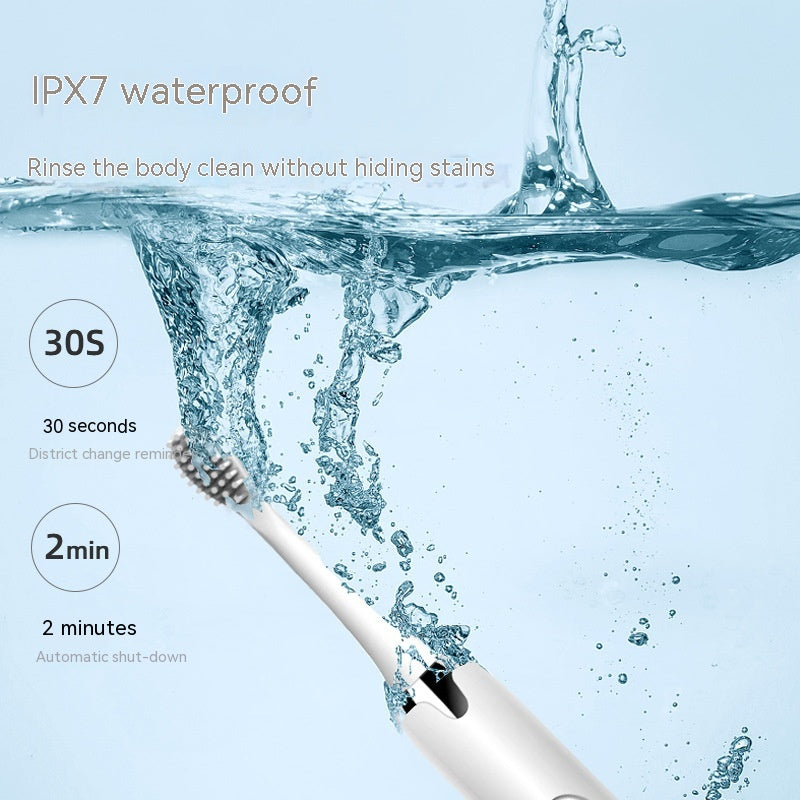 Rechargeable Waterproof Electric Toothbrush with 3 Brush Heads