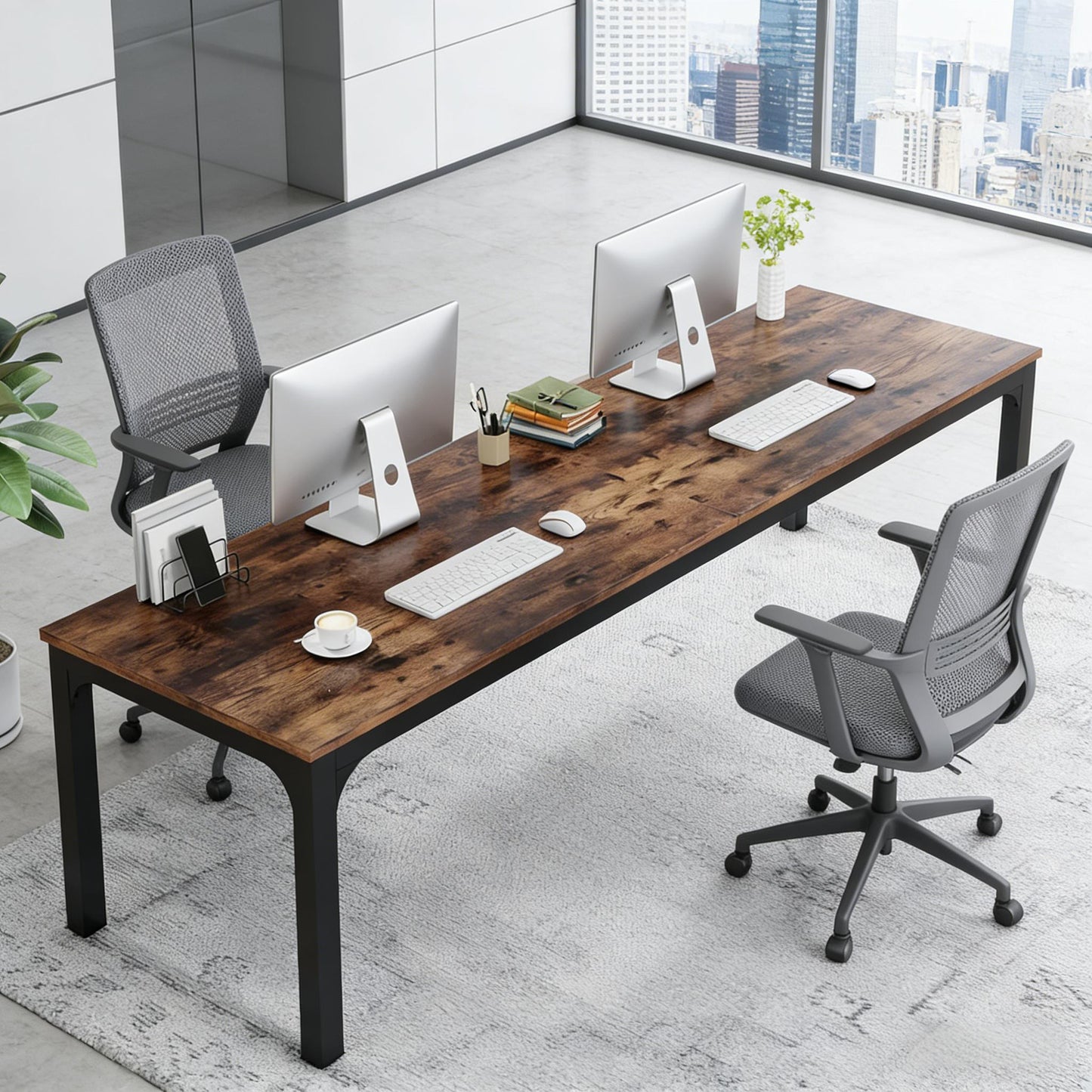 Office Desk with Dual Workstation - Rectangle Conference Table
