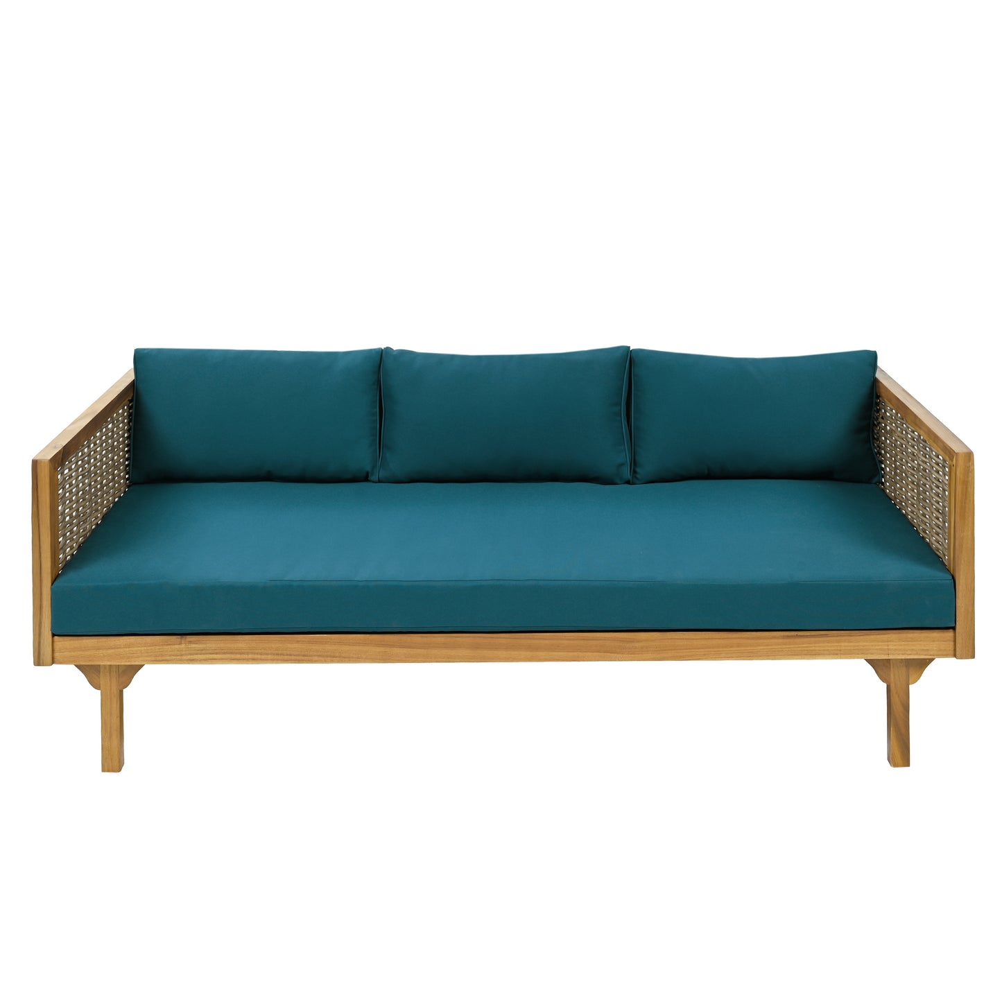 CLAREMONT 3 SEATER DAYBED WITH RATTAN ARMS TEAK CUSHION