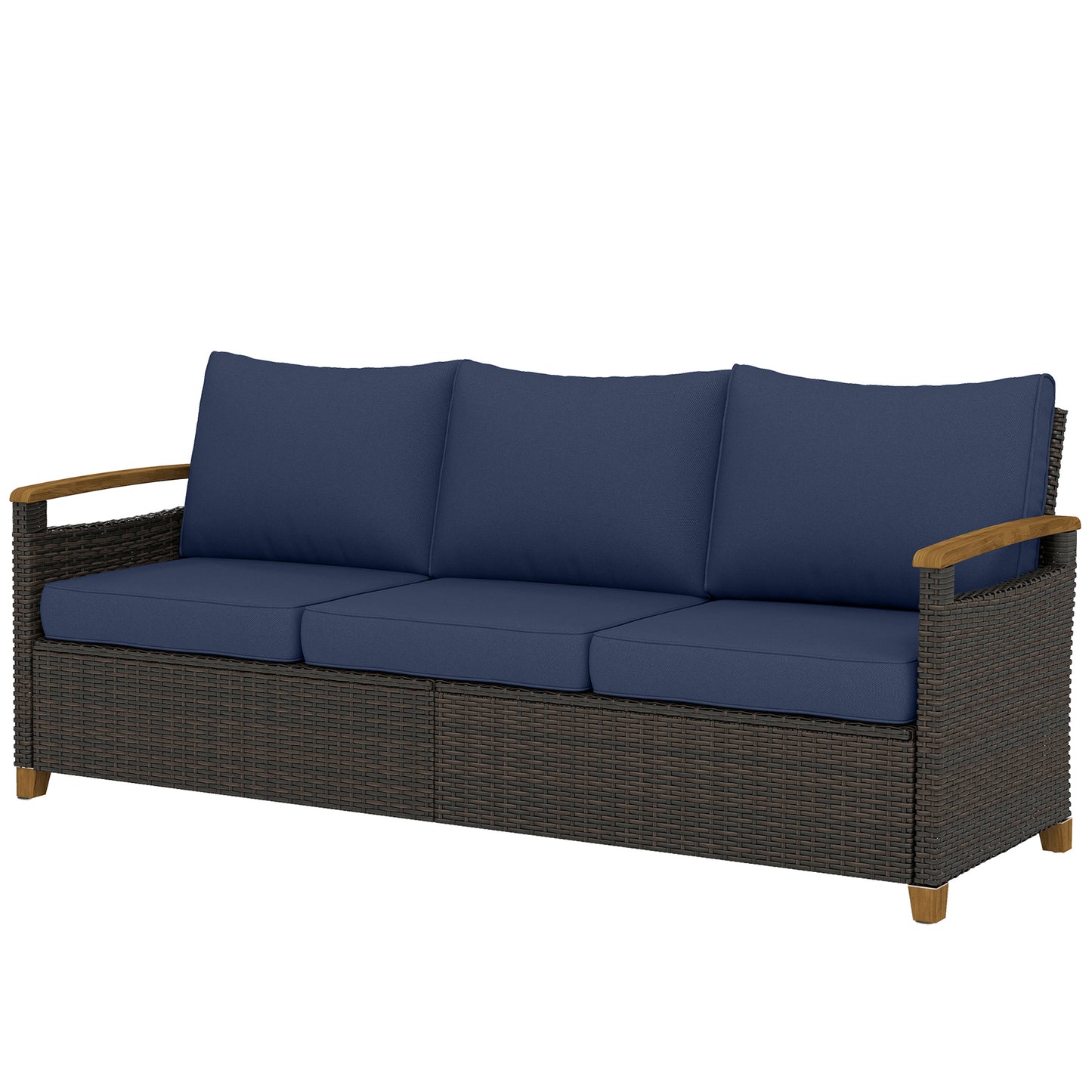 Outdoor 3-Seater Couch Sofa with Thick Cushions - Dark Blue