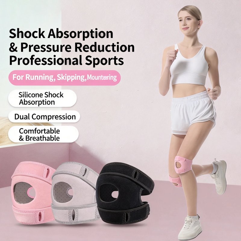 Adjustable Knee Support Brace with Silicone Shock Absorption for Meniscus Protection