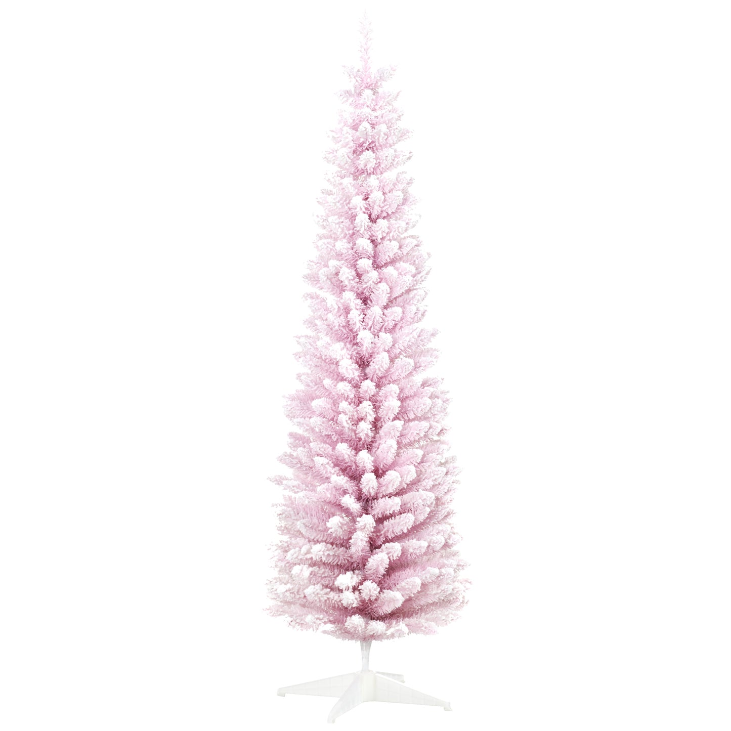 Pink Snow Flocked Artificial Christmas Tree - 84" Pencil Shape
