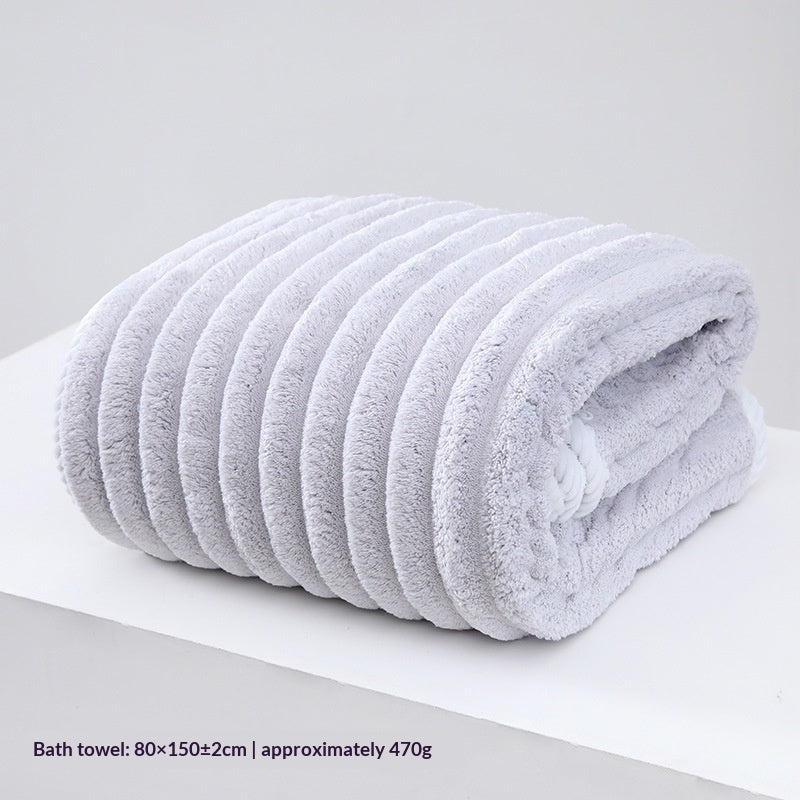 Large Thickened Coral Fleece Bath Towel - Soft, Absorbent & Cozy