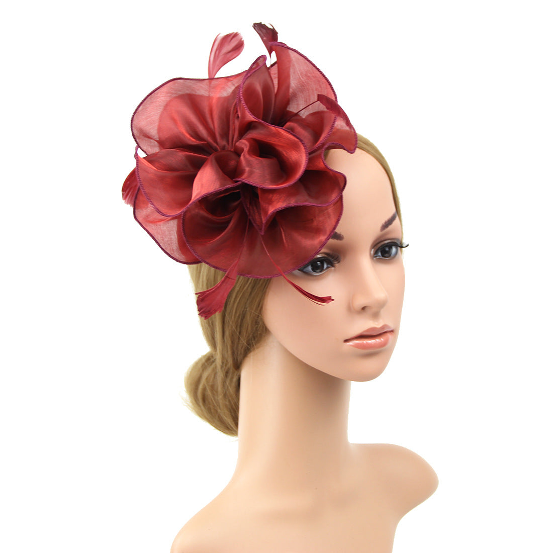 Organza Top Hat Headwear Feather Hair Band Unisex Costume Accessory