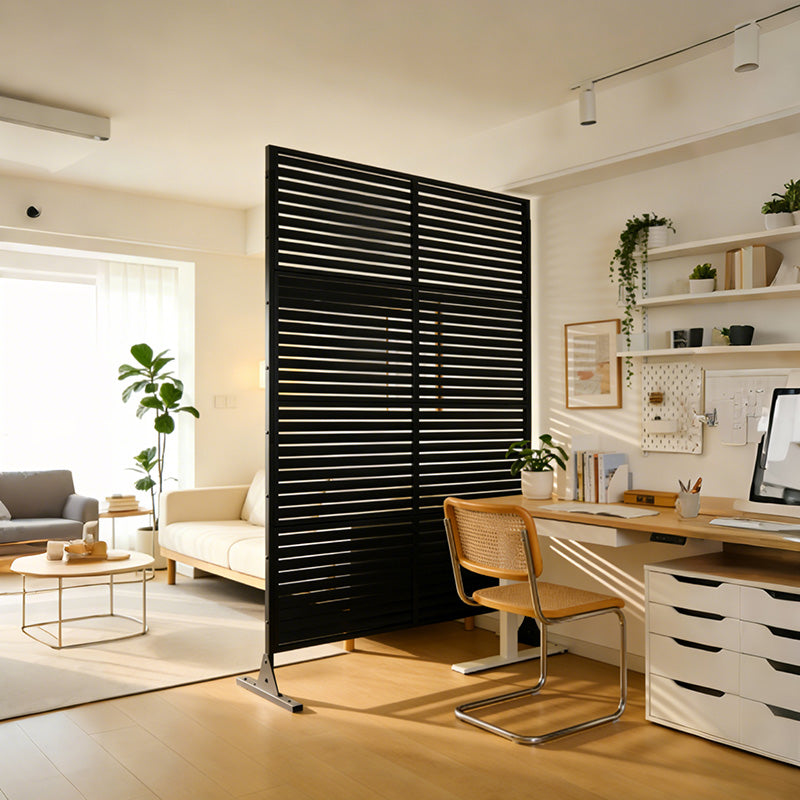 Freestanding Black Metal Outdoor Privacy Screen - 70.87" H x 46.06" W