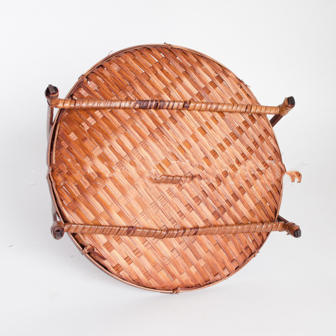 Bamboo Fruit Tray and Storage Basket - Handmade Rattan Home Decor, Brown