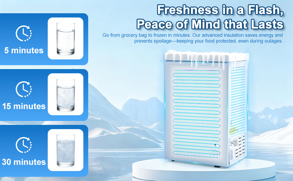 3.5 Cu.Ft Small Chest Freezer Compact Deep With 7-Level Temperature