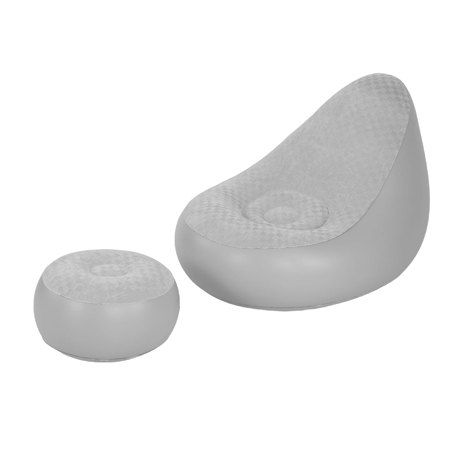 Inflatable Lounge With Footstool PVC Flocking Water Proof Folding