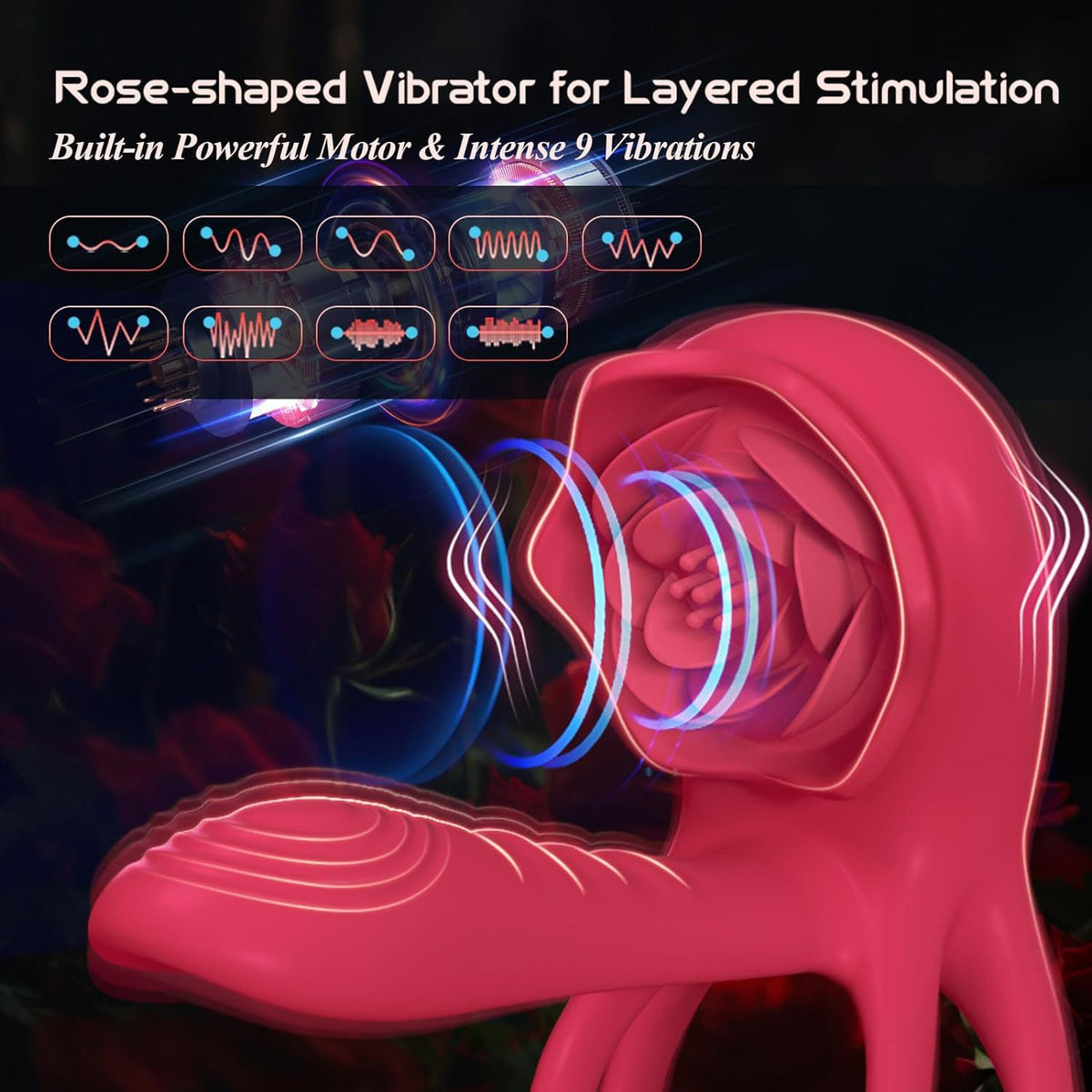 Double Motor Vibration Ring with Remote Control for Couples - Red Silicone