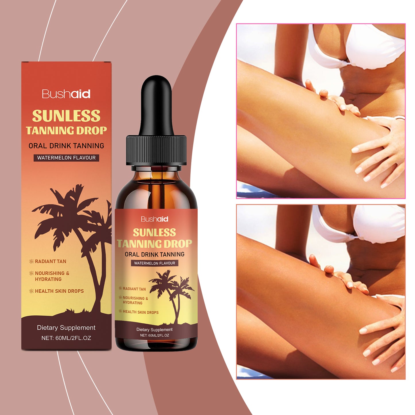 Natural Black Sunless Tanning Drops - 60ml Facial Self Tanner