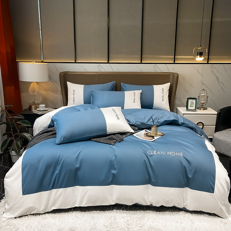 European & American Style Embroidered Cotton Satin Bedding Set - Multiple Sizes & Patterns