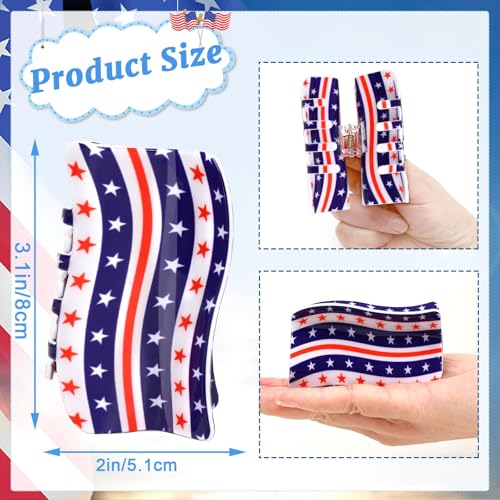 American Flag Claw Clips - 3-Piece Patriotic Hair Accessory Set