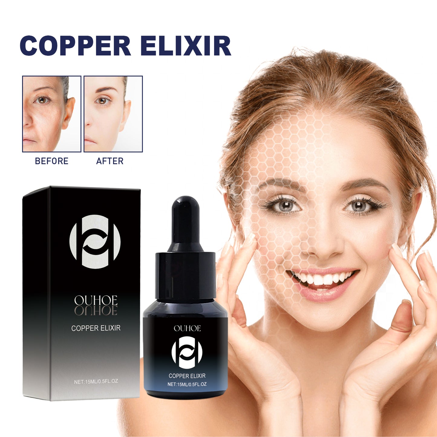 Copper Peptide Anti-Aging Facial Elixir - Deep Moisturizing & Firming Serum