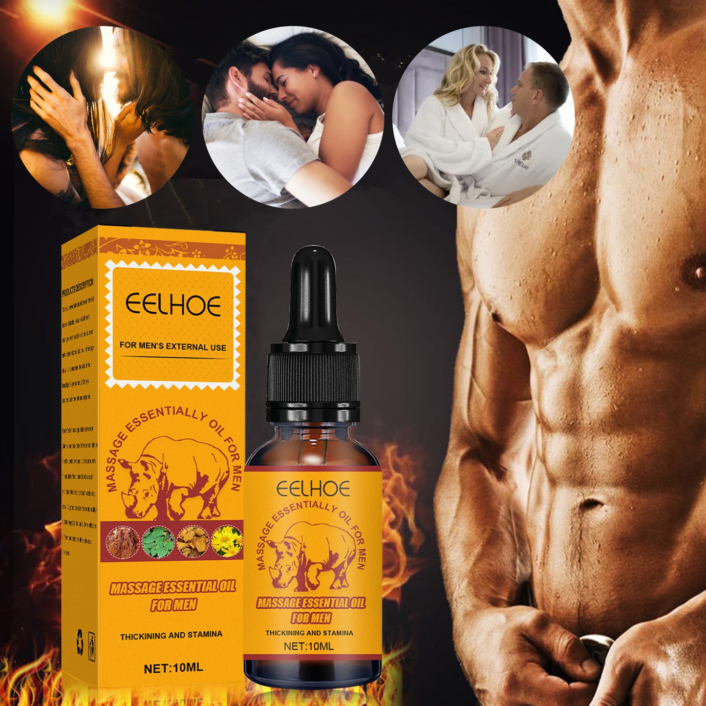 Men's Massage Essential Oil with Red Ginseng & Turmeric Blend