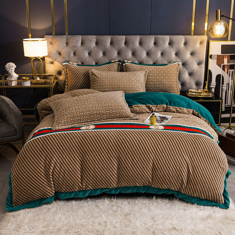 Nordic Thick Velvet Bed Sheet Set - Double-Sided Warm & Cozy Bedding