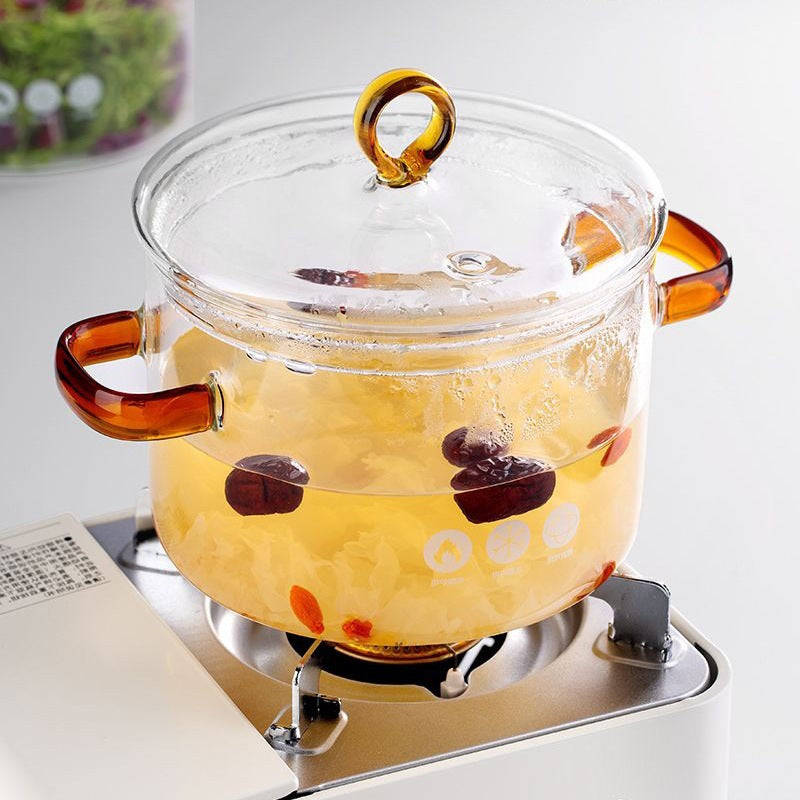 1500ml Borosilicate Glass Pot with Handle - Modern Kitchen Cooking Utensil