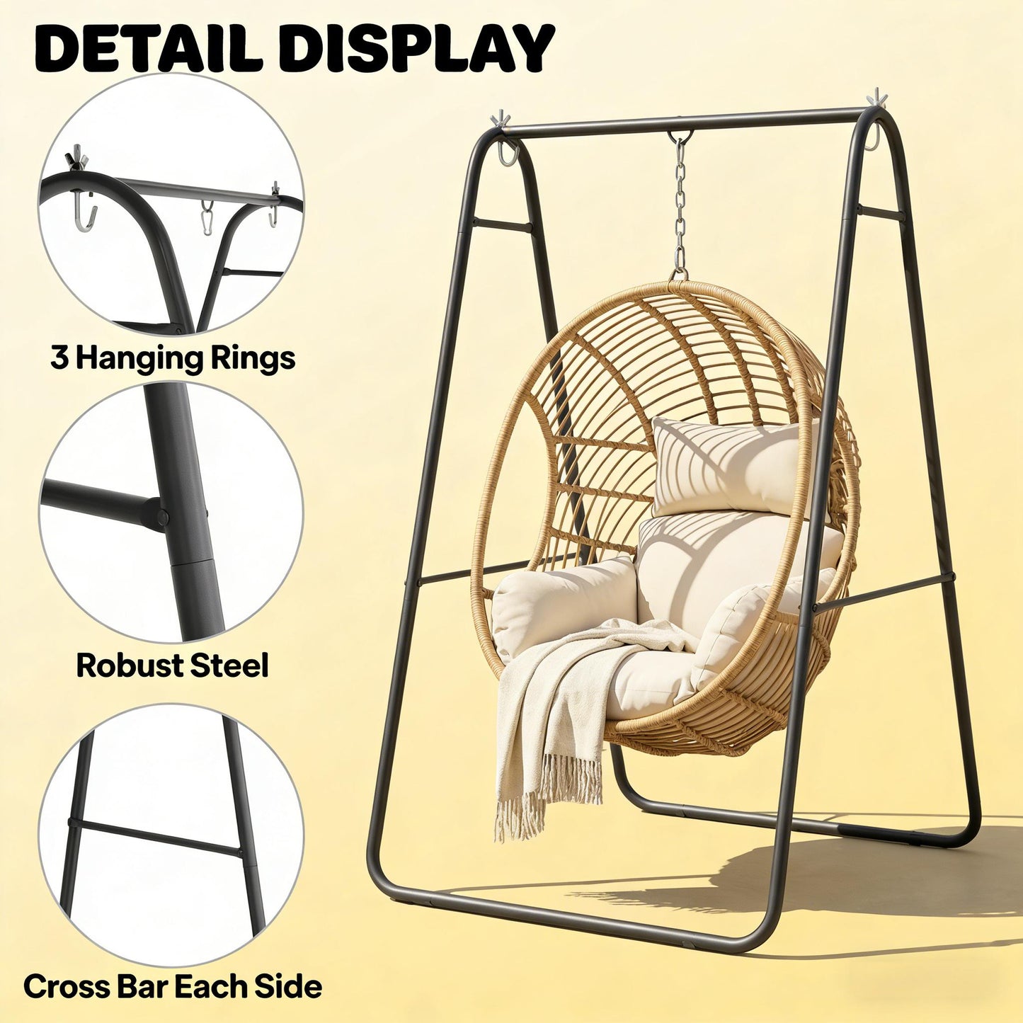 Hammock Chair Stand - Solid Steel A-Frame for Indoor & Outdoor