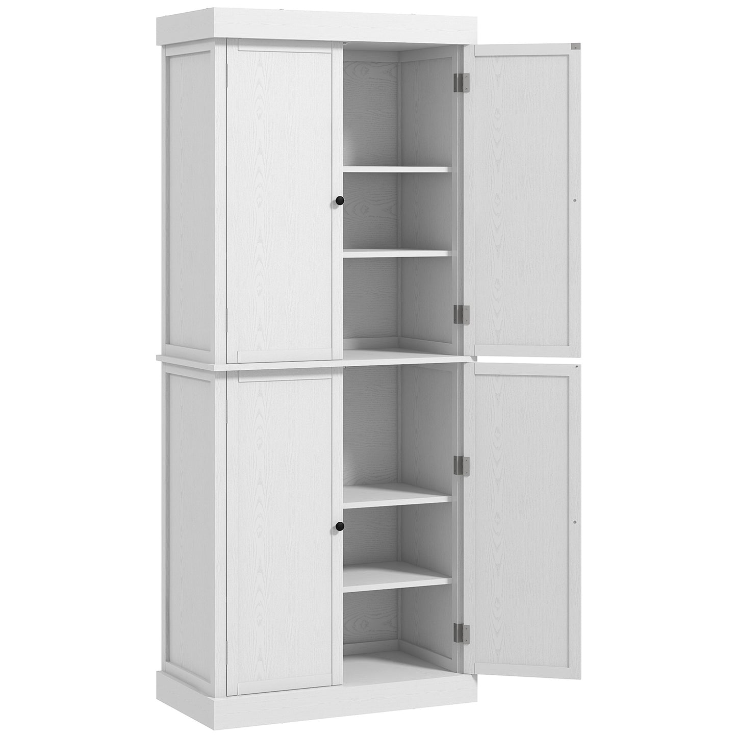 72" Freestanding Kitchen Storage Cabinet with Doors & Shelves - White Wood Grain