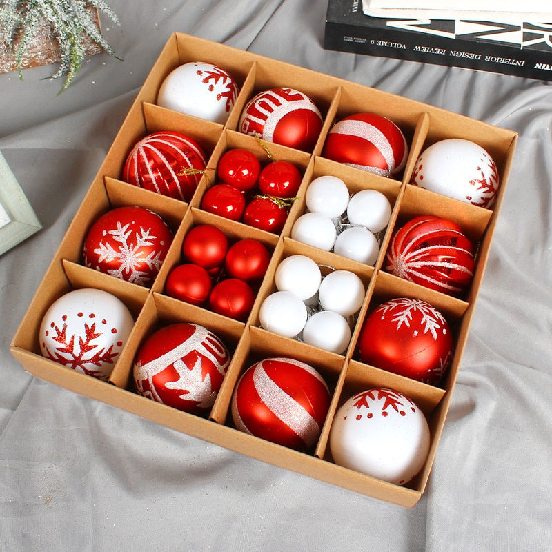 Christmas Tree Hanging Ornaments Set - Assorted Holiday Ball Decorations
