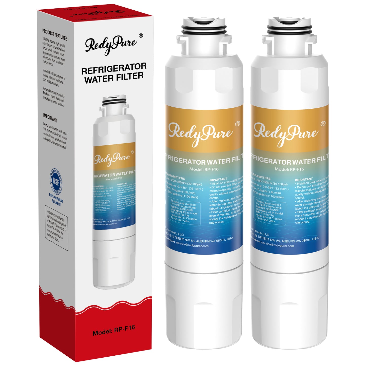 Refrigerator Water Filter Replacement - 2 Pack, NSF Certified