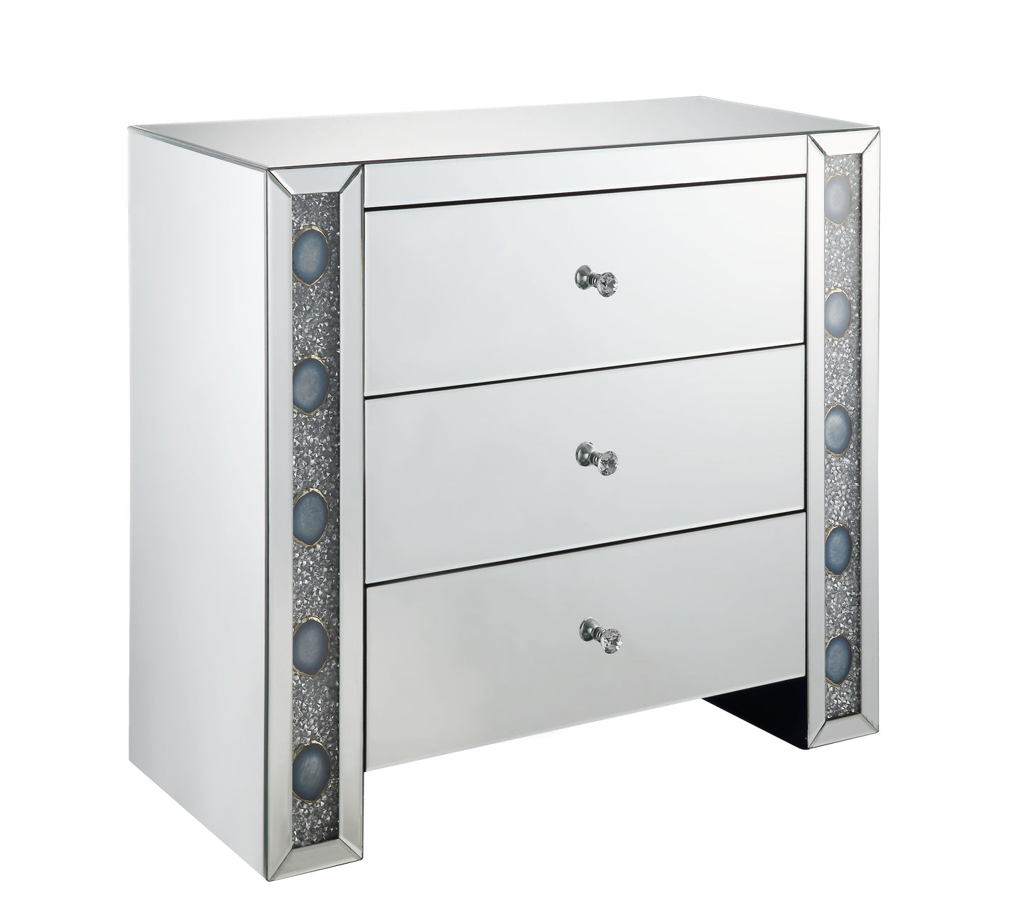 Sonia Mirrored Faux Agate Console Cabinet - Silver