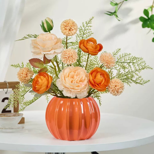 Artificial Flower Decor Bouquet with Vase - Silk Floral Arrangement for Home & Garden