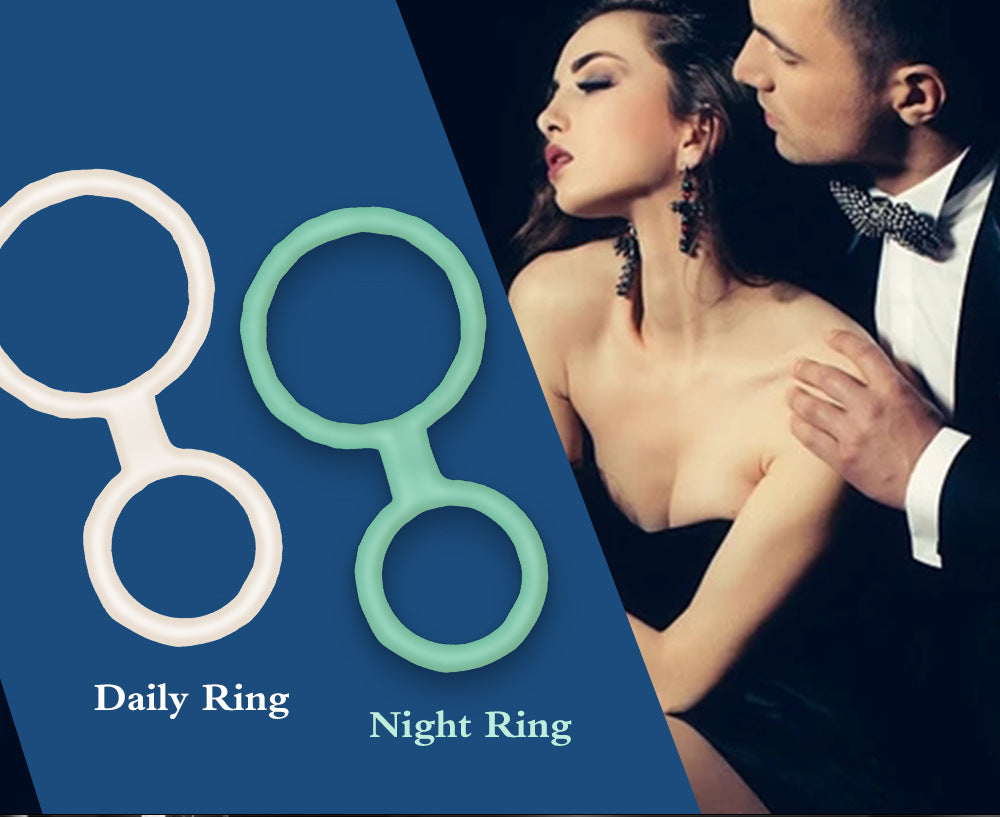 Men's Silicone Delay Ring Set - Luminous and Black Adjustable Cock Rings