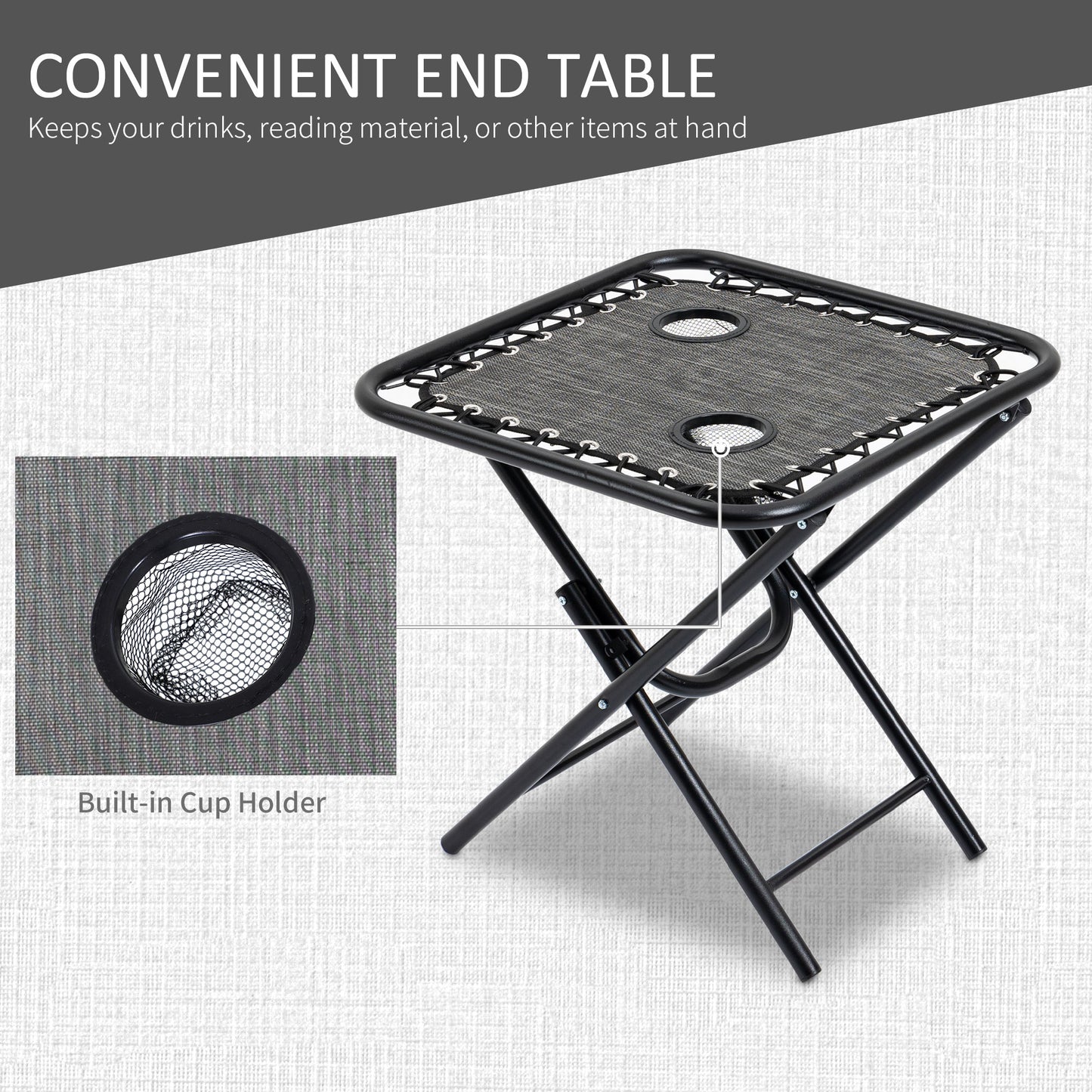 Folding Zero Gravity Chair Set with Side Table & Cupholders - Gray