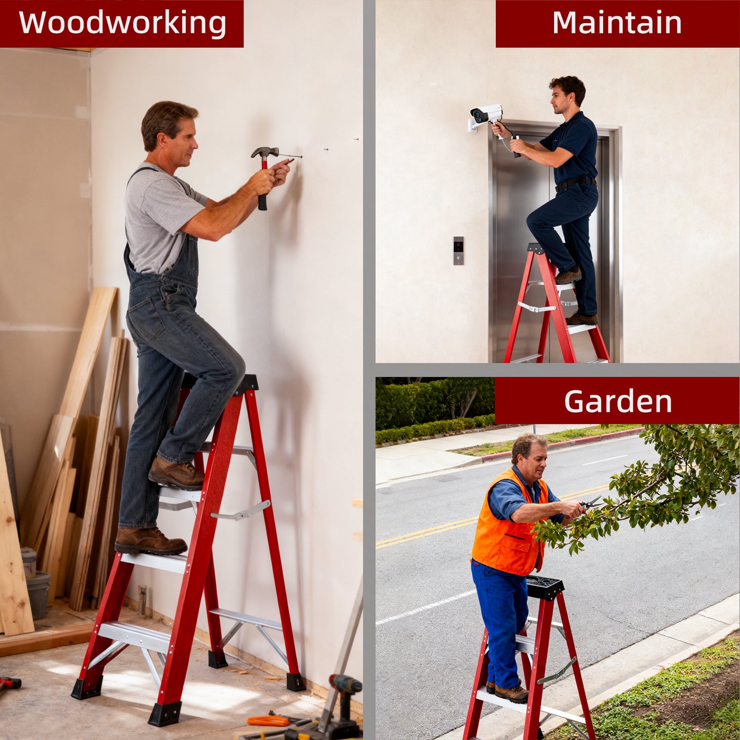 Fiberglass Insulating Folding Step Ladder for Electrical Safety - Non-Conductive