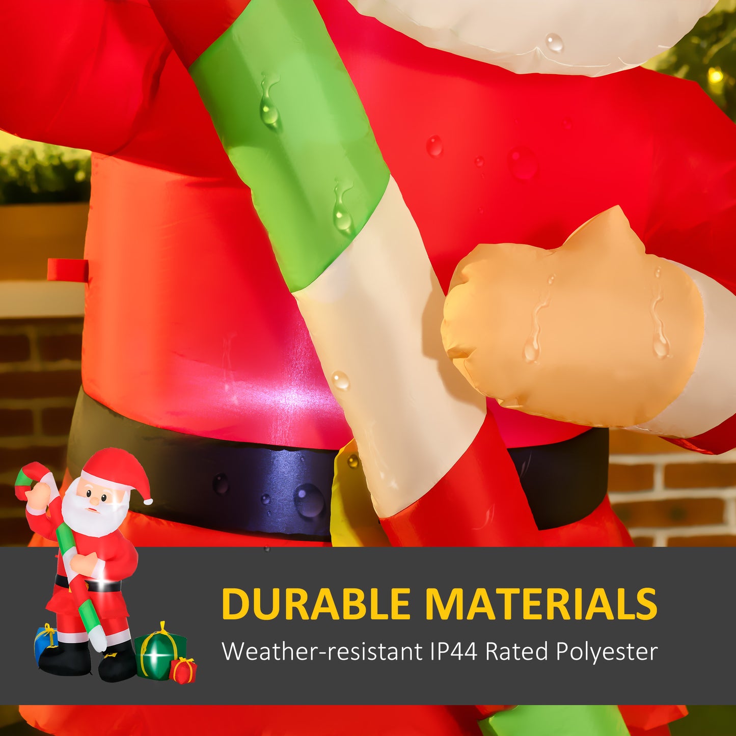 6ft Inflatable Santa Claus with Candy Cane - Christmas Yard Decor